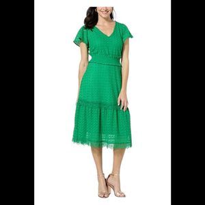 Lacey Chabert Knit Lace Tiered Dress Green - Regular